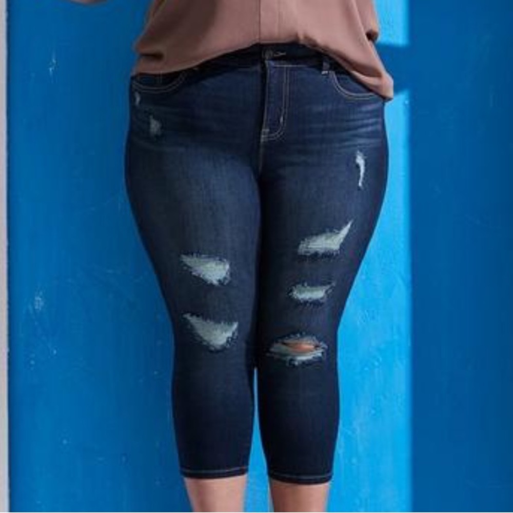 Torrid Distressed Bombshell Crop Jeans
